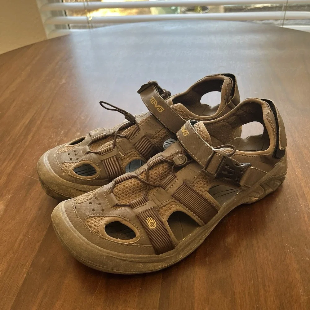 Teva Omnium 6148 Sandals Mens Size 12 Beige Closed Toe Water Hiking Outdoor